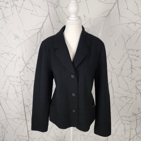 Geiger VTG Black Boiled Wool Blazer Skirt Suit Set - Picture 4 of 13